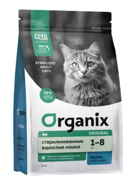 Organix сухой корм для стерилизованных кошек с кроликом, фруктами и овощами