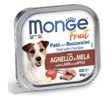 Monge Dog Fruit влажный корм для взрослых собак всех пород с ягненком и яблоком (ламистер)